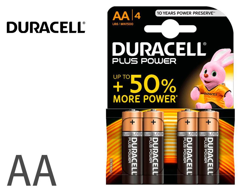 Pila duracell alcalina plus aa blister con 4 unidades