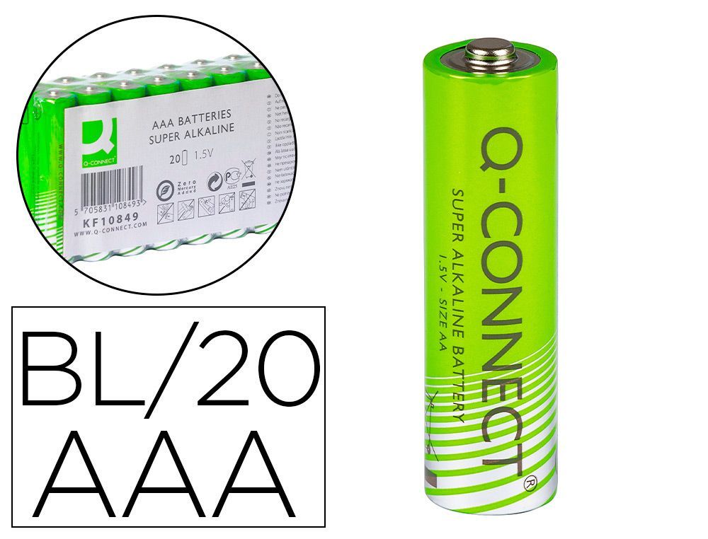 Pila q-connect alcalina aaa paquete con 20 unidades
