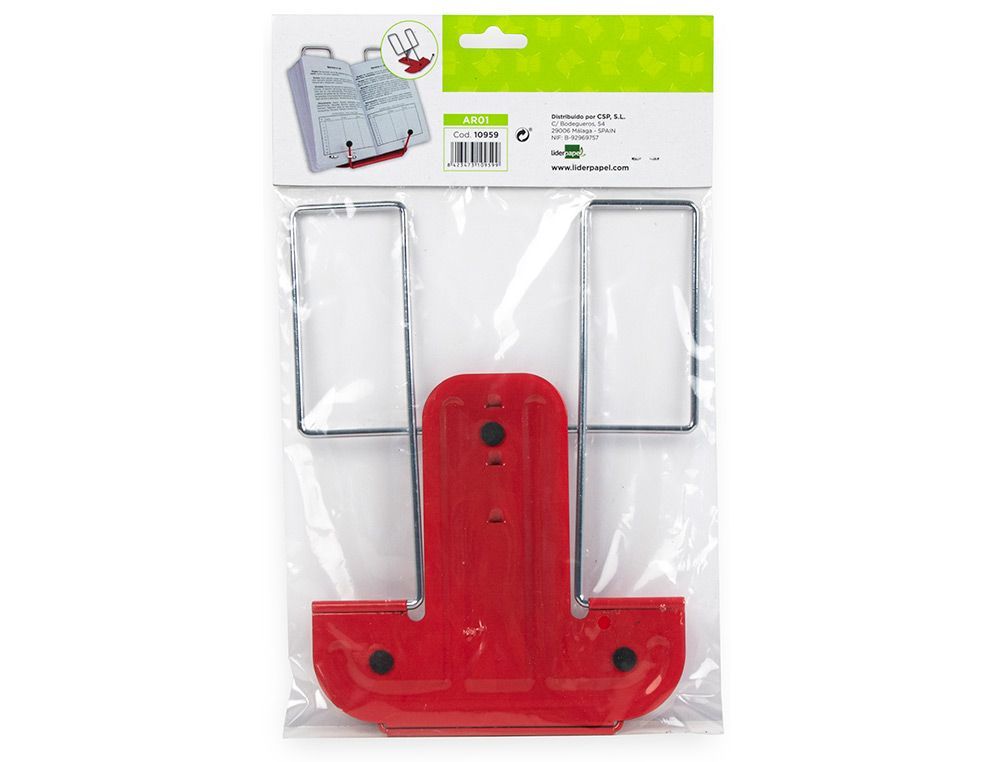 Atril liderpapel base metalica angulo ajustable soporte parteposterior 195x235 mm color rojo - Imagen 2