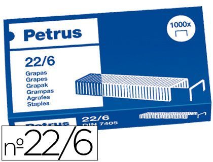 Grapas nº 22/6 cobreadas caja de 1000 unidades